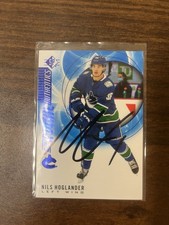2020-21 SP Nils Hoglander Signed Rookie Card In Person #139 Vancouver Canucks. rookie card picture