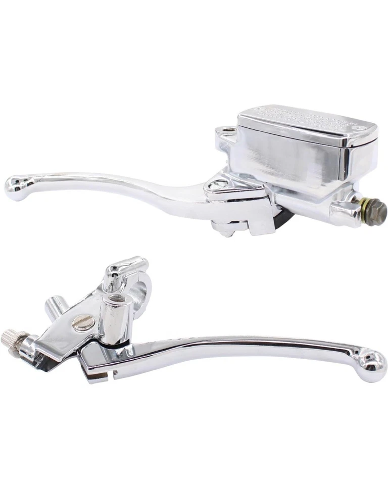 Chrome 7/8" Motorcycle Handlebar Hydraulic Brake Master Cylinder Clutch Lever - Image 3 of 4