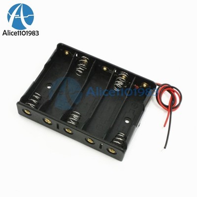 2PCS Plastic   Storage Case Box Holder For 5 X AA 5xAA 2A 7.5V wire leads #qm