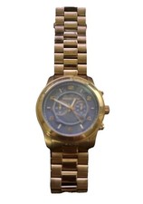 Michael Kors Watch Hunger Stop Gold Stainless Steel Watch Multifunction Michael Kors Runway Stop Hunger Blue Dial Gold Steel Strap  main image 2