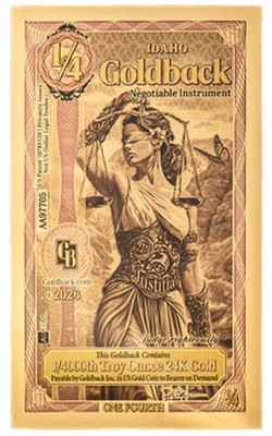 2026 Idaho 1/4 Goldback *ALPHA SERIES* (Justitia, Justice)