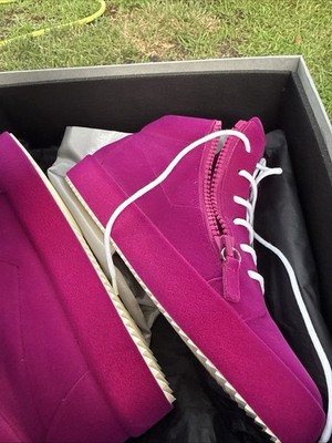 Giuseppe Zanotti Pink Suede High Top Sneakers Unisex 9 Lace Up Zipper