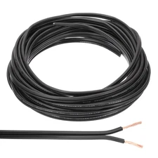 25Ft 18/2 PVC Covered Wire, SPT-1 UL Listed Copper Electronic Wire, Black