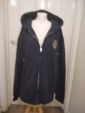 Bluza z kapturem w kolorze niebiesko-złotym haftowane logo pełny zamek błyskawiczny. Rozmiar Meen - 2XL