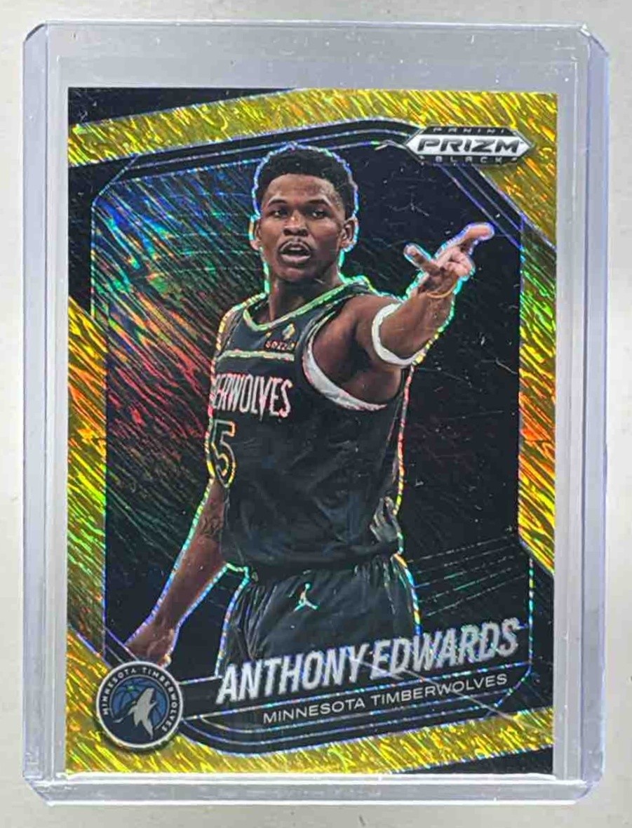 Anthony Edwards 2024 Panini Prizm Black #17 Gold Shimmer FOTL 4/10