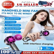 Handheld Portable Mini Turbo Fan w Ice Cooler Rechargeable Travel Outdoor Sport