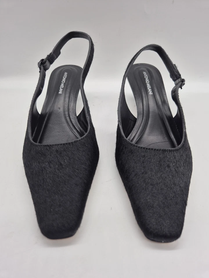 Antonio Melani Mujer Tacones Talla 6.5 Pump Cuero Negro Cabello Bovino Cordón 382 Foto 2 de 4