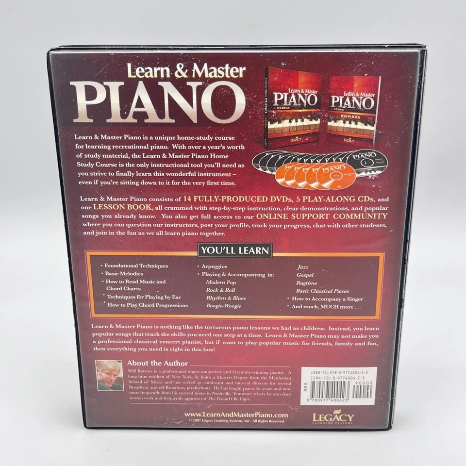 Learn & Master Piano By Will Barrow DVD Set & Lesson Book Legacy Learning - Image 3 of 4