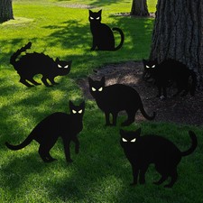 Halloween Black Cat Yard Sign for Outdoor Decorations with Stakes Glow in The...