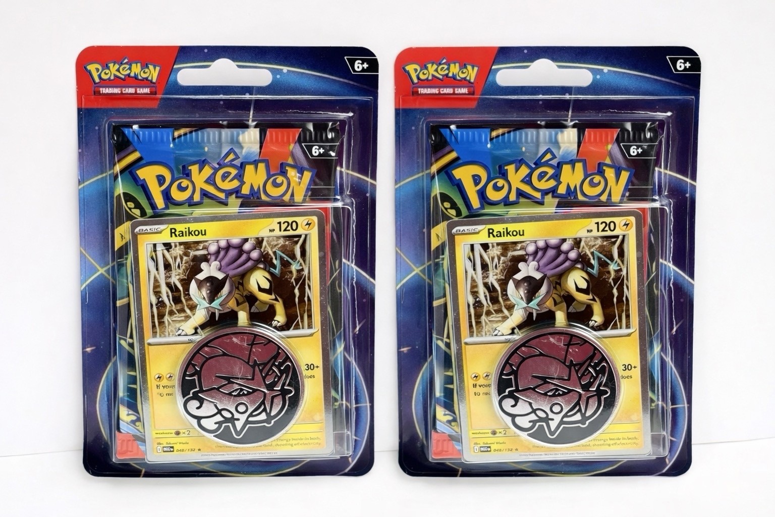 NEW & SEALED Pokemon TCG 2-Pack Blister Raikou Promo Card + Coin + Booster Packs