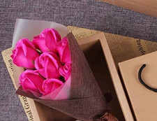 Pink Soap Rose Eternal Flower with Gift Box for Wedding Valentines Day Party