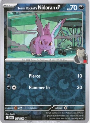 Team Rocket's Nidoran Male Destined Rivals 117/182 Reverse Holo Pokemon TCG NM