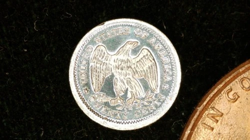 MINIATURE COIN 1875 20 CENT LIBERTY SEATED PROOF LIKE STERLING SILVER