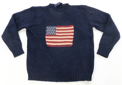 Rare VTG POLO SPORT Ralph Lauren Spell Out USA American Flag