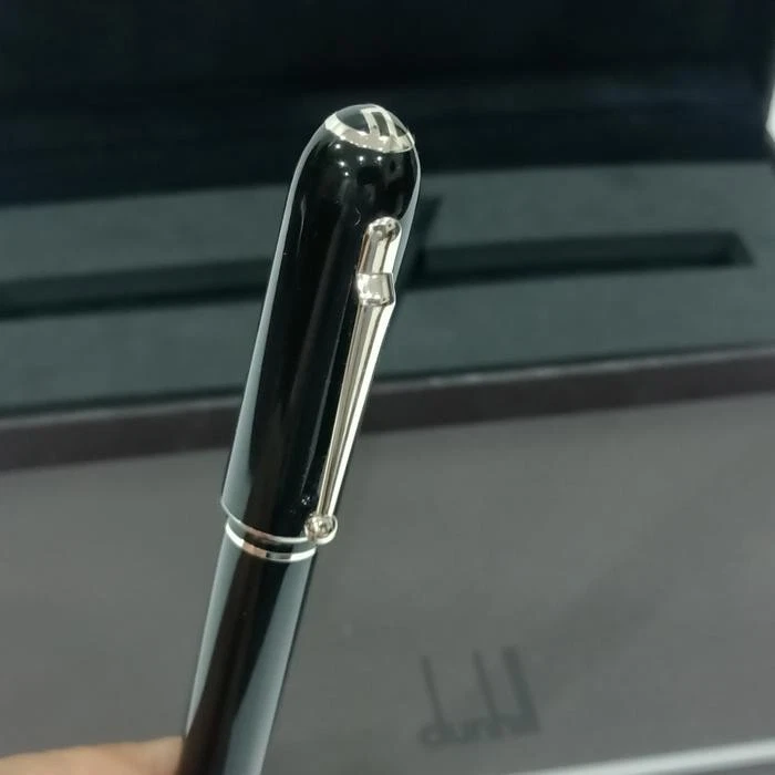 NOS Dunhill Sidecar Ballpoint Pen Silver Black Resin with Original Box VP124 - Image 3 of 4