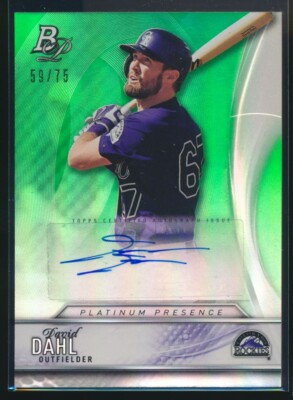 2016 Bowman Platinum Platinum Presence Auto Green /75 David Dahl #PPA-DD Auto