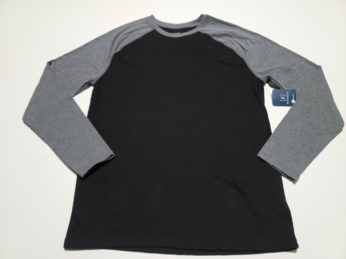GEORGE Black Gray Men's Long Sleeve 2 Tone T-shirt M 38-40