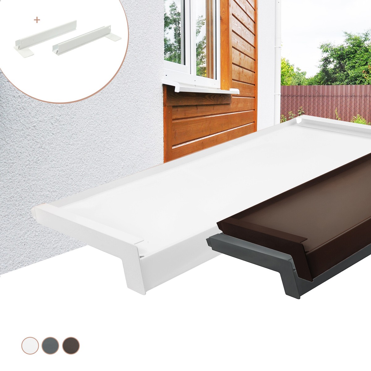 Alu-Fensterbank Außen Anthrazit RAL7016 – Verschiedene Längen, Ausladung 50 Mm, Made In Germany