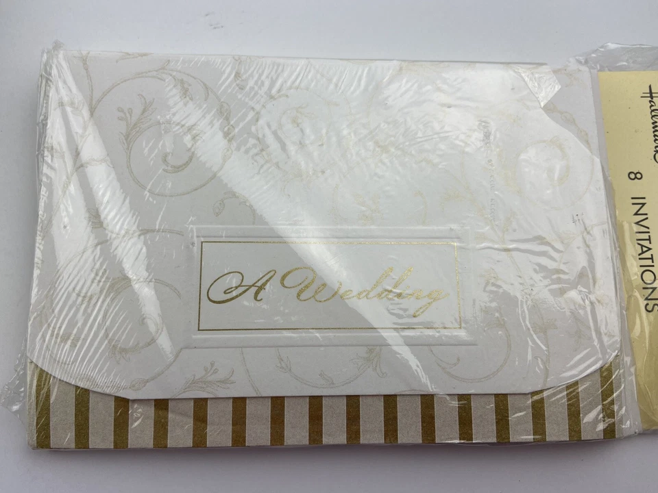 Lot Of 8 Bridal Wedding Party Invitations Gold And White - Image 3 of 4