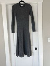 Cocogio Made In Italy Gray Wool Blend Ribbed Sweater Dress Size M