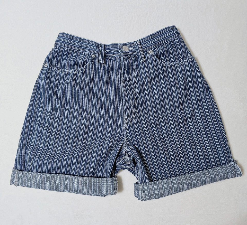 Pantalones Cortos Vaqueros Cintura Alta Rayas Mamá Y2K Desteñidos Gloria De Colección Años 90 Talla 8 VER MEDIDAS Foto 3 de 4