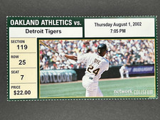 8-1-2002 Detroit Tigers @ Oakland A's Ticket - Ray Durham 1st HR after Trade