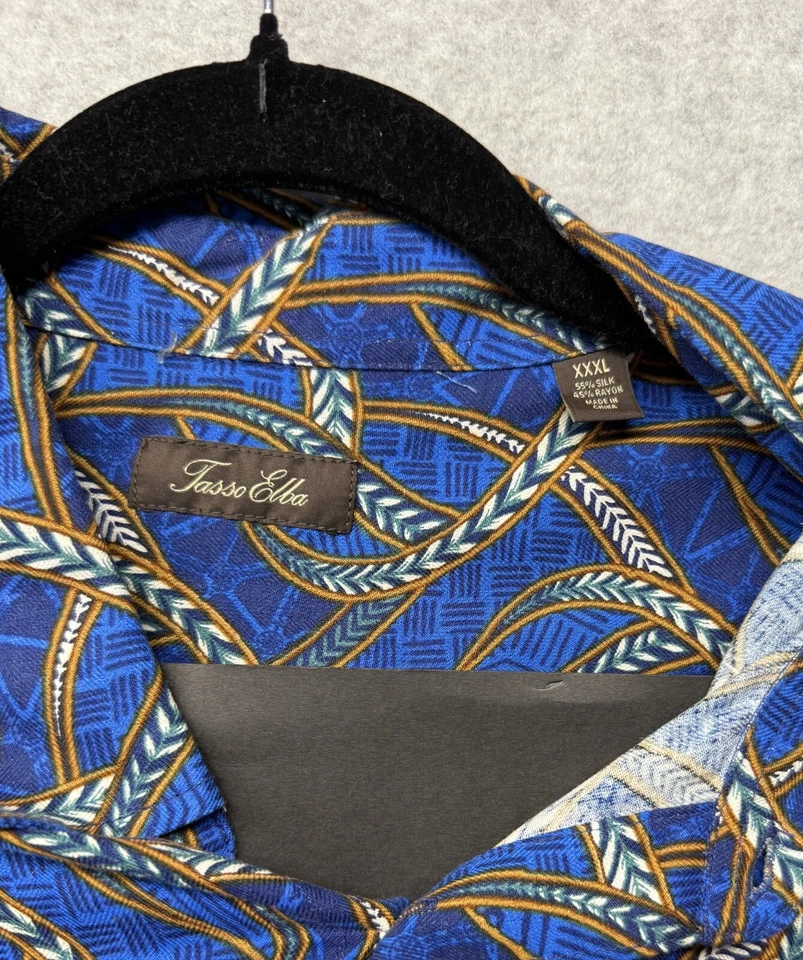 Tasso Elba Men's Tropical Print Shirt blue print Silk Rayon Blend - Size 3XL - Image 3 of 4