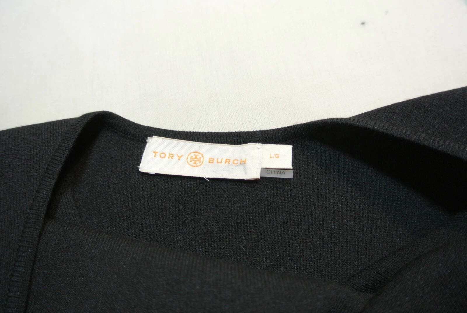 NUOVO abito a pieghe Tory Burch Florence lavorato a maglia midi nero taglia L #D3276