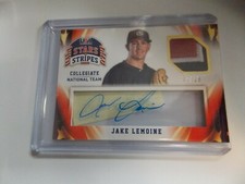 2015 USA Stars & Stripes Jake Lemoine Game Used Collegiate Patch Auto #07/16 