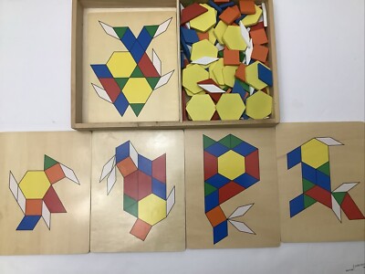 Melissa and Doug Pattern Blocks and Boards Wood Toy 5 boards