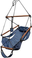Hamaca Colgante Interior/Exterior Silla Columpio Aire/Cielo Madera Maciza 250lbs Azul