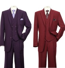 Men's Fashion Wool Feel Suit ,Solid 2 Button Jacket With 2 Button Vest 5702V 9