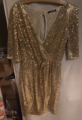 tfnc gold Sequin kimono wrap mini dress. bnwt size 12. Perfect 4 Party New  Yea | eBay UK