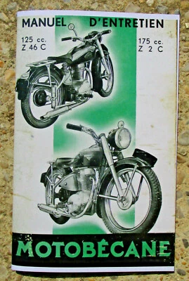 MOTOBÉCANE 125 cc Z 46 C et 175 cc Z 2 C / Manuel d'entretien REPRINT