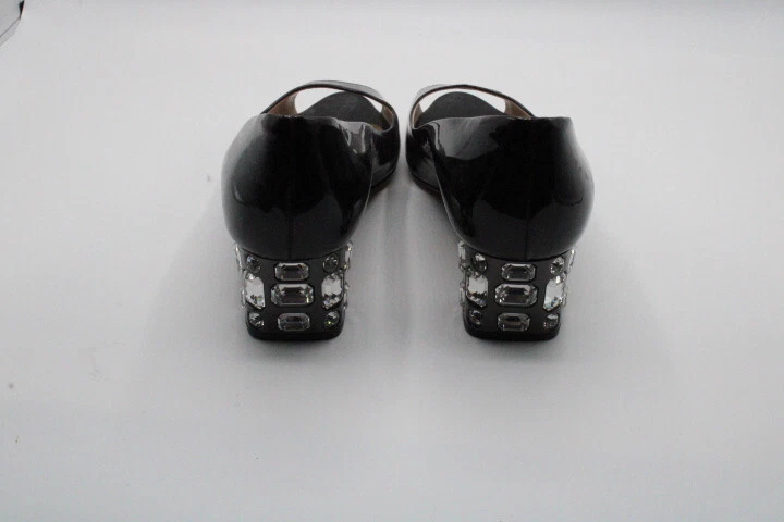 Tacco Miu Miu nero vernice punta aperta cristallo taglia 40