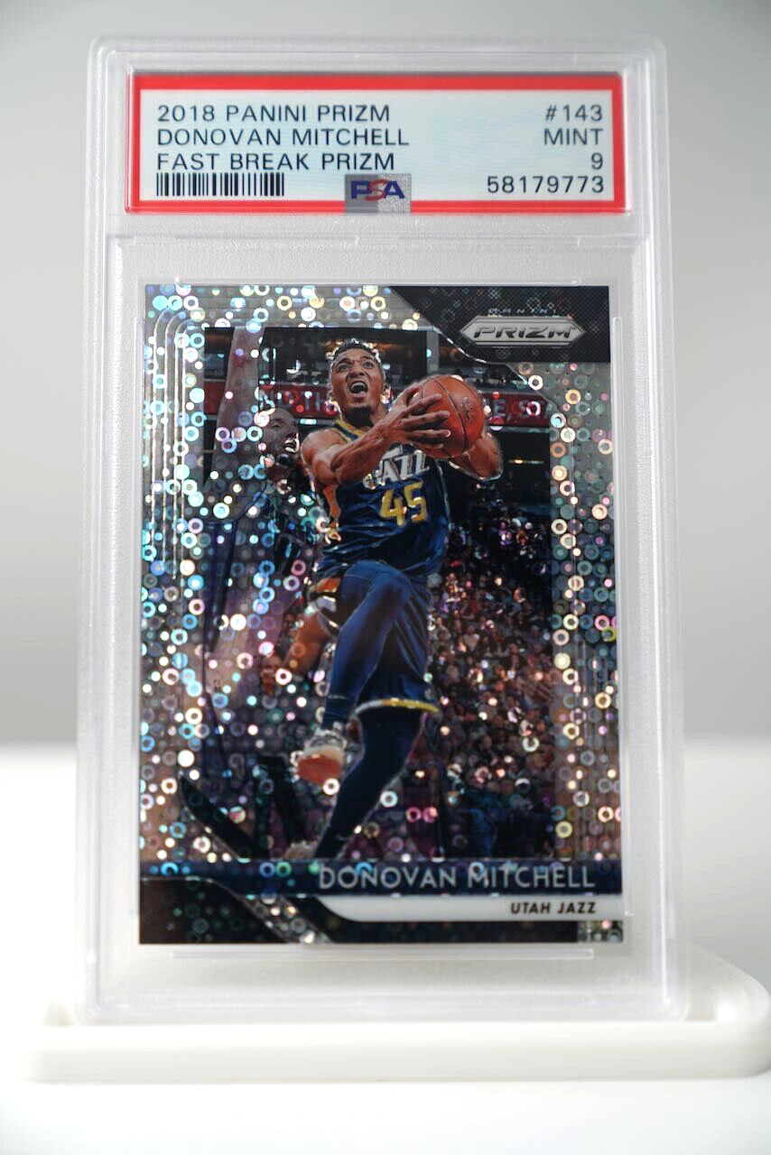 2018 Panini Fast Break Prizm Donovan Mitchell Basketball Card #143 PSA 9 MINT