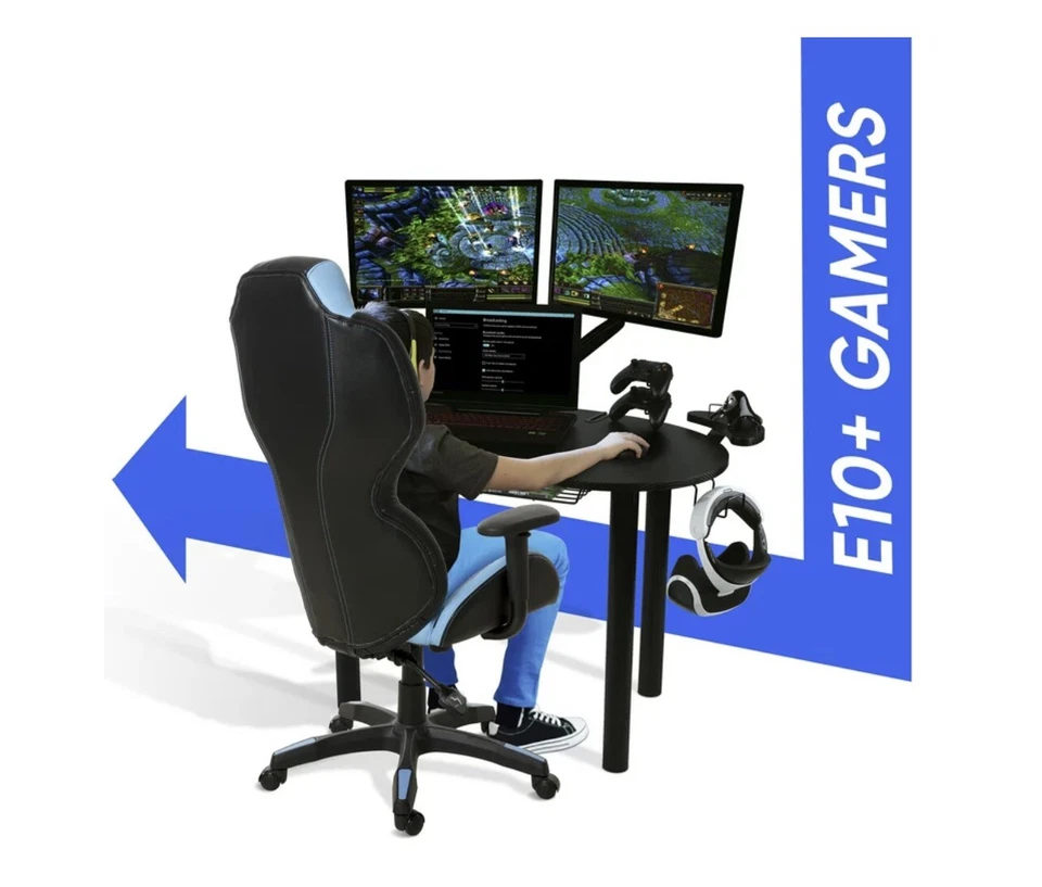 Escritorio de juegos Atlantic Eclipse para ahorrar espacio con almacenamiento, negro Foto 4 de 4