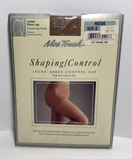 Vtg Nice Touch Shaping Control Pantyhose Sz D Nude Lycra ® Sheer USA Sears