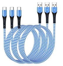 3 Pack Blue USB-C to USB-A Cable FAST Charger Cord Data Sync for Samsung 6ft