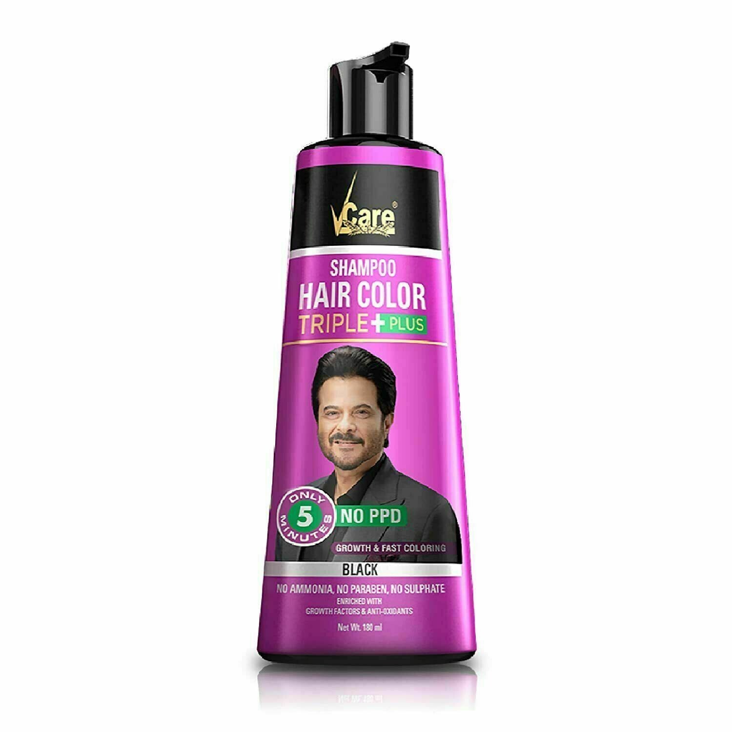 VCare Shampoo Hair Color, Black, 180 ml