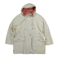Vintage London Fog Women s Size M White Pink Hooded Parka With Detachable Hood