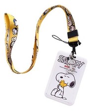 Snoopy Sitting with Woodstock Lanyard Keychain  ID Holder
