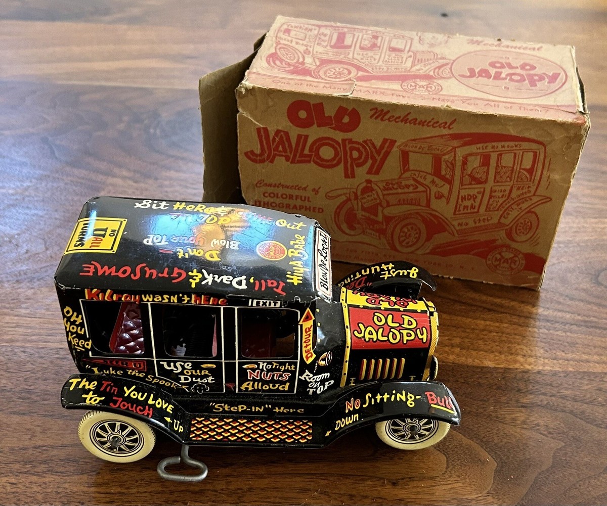 Vintage 1950 Wind Up Marx Toy w/Orig. Box Old Jalopy Auto Vintage 1950 Wind Up Marx Toy w/Orig. Box Old Jalopy Auto