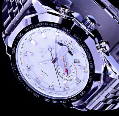 Mechanische Automatik Herren Armband Uhr Silber Farben Edelstahl Datum