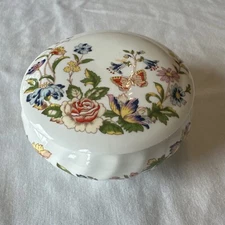 Aynsley Fine Bone China Cottage Garden Round Lidded Trinket Box Made In England