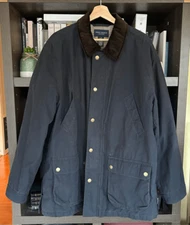 Daniel Cremieux Collection Navy Blue & Brown Cotton Blend Coat Men’s Large