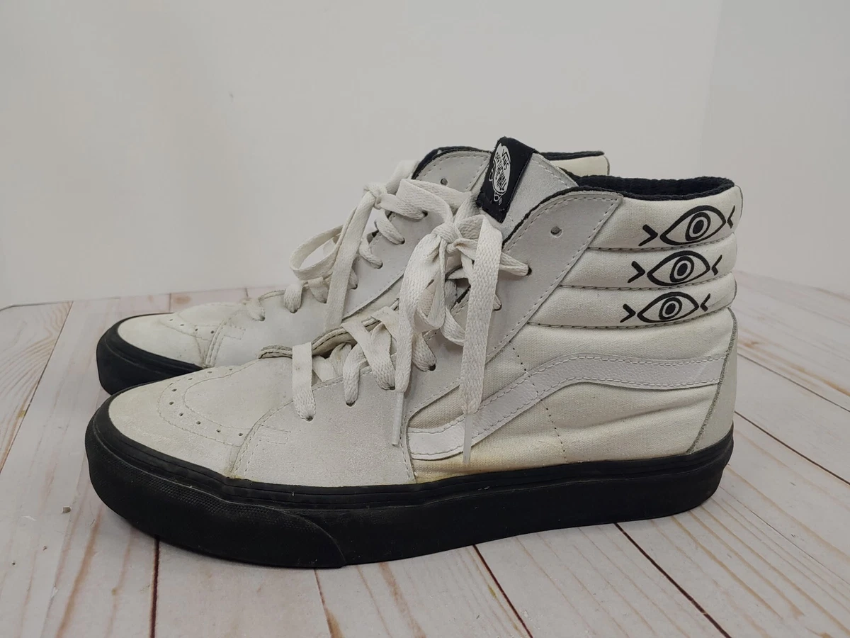 Vans x Shallowtree Sk8 Hi Collab White Black Eyes Print Rare Mens