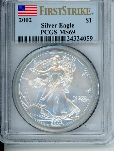 2002  American Silver Eagle ASE S$1 PCGS MS69 MS-69 FIRST STRIKE FS !!!