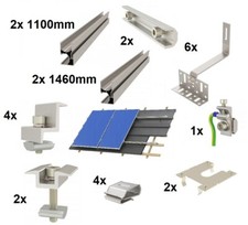 Kit montaggio tetto in tegole solare fotovoltaico 2 moduli binari 30, 35, 40 ...