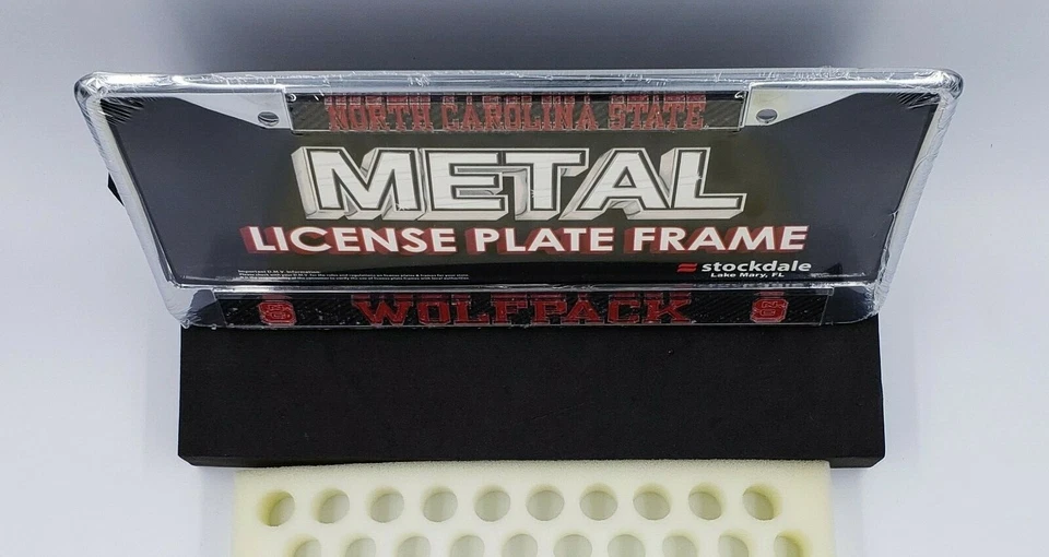 North Carolina State Wolfpack Metal Carbon Fiber License Plate Frame+Bonus Item! - Image 2 of 3